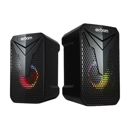 Caixa de Som 2.0 com LED SPACE 10W Exbom CS-C54 – Alto Desempenho e Estilo Gamer