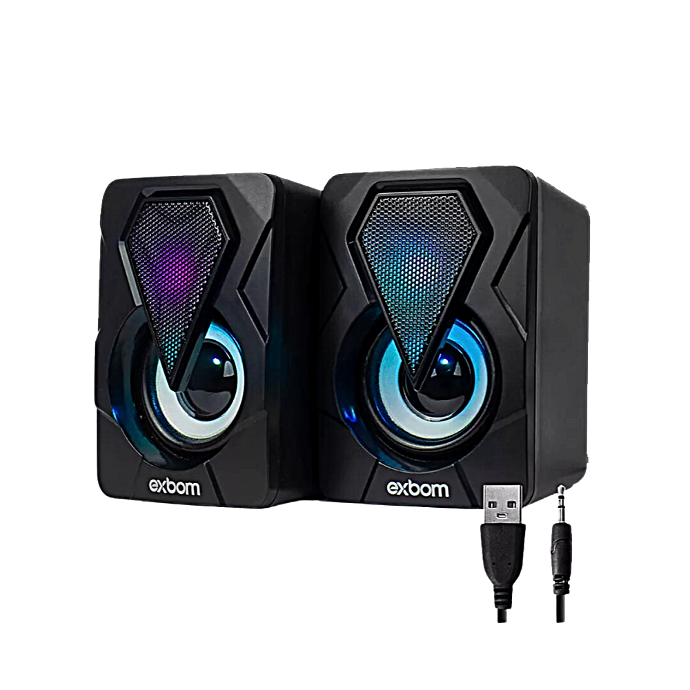 Caixa de Som 2.0 com LED RGB Star Fusion 6W Exbom CS-C20 – Desempenho e Estilo Gamer